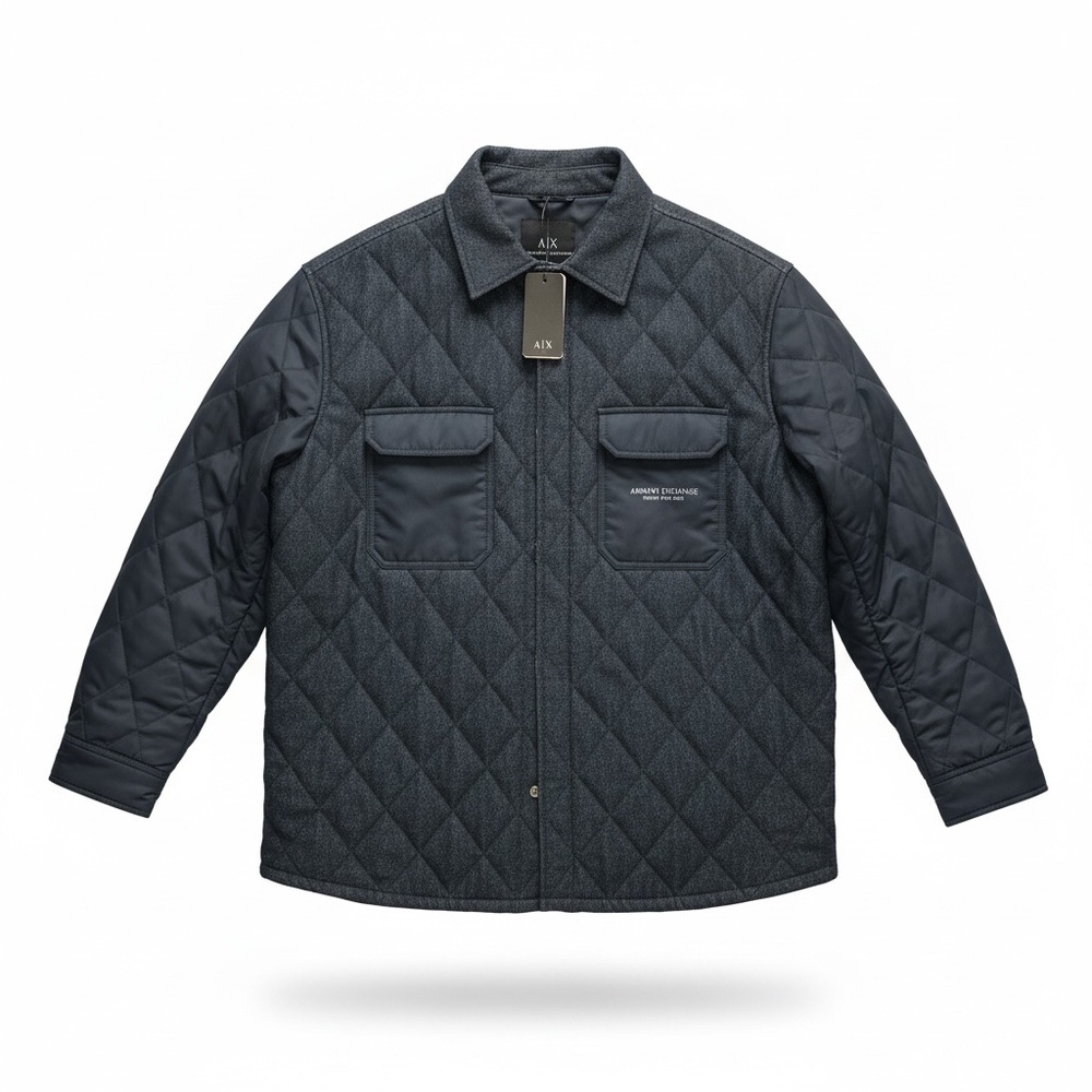 Armani Exchange Men's Quilted Shirt Jacket - NAVY